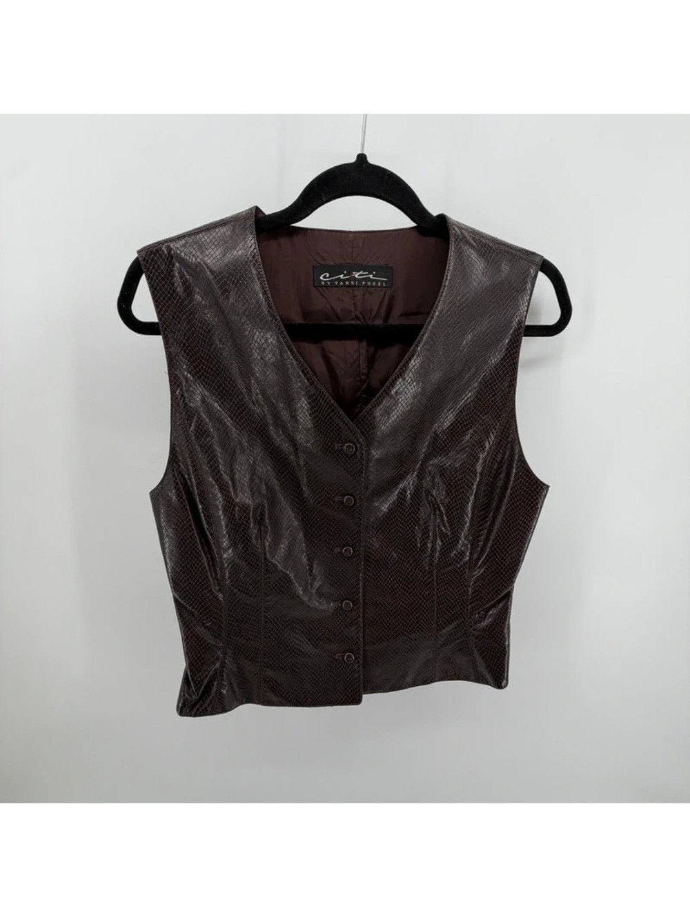 Vintage Citi by Yansi Fugel Women’s Brown Faux Snakeskin Vest Made in USA